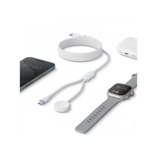 Bazic Gocharge Deuce Cable, Usb-C To C With Watch Charger 1.8M- White